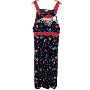 Love on a Hanger velour Christmas cat jumpsuit size XL Holiday velvet ugly sweat